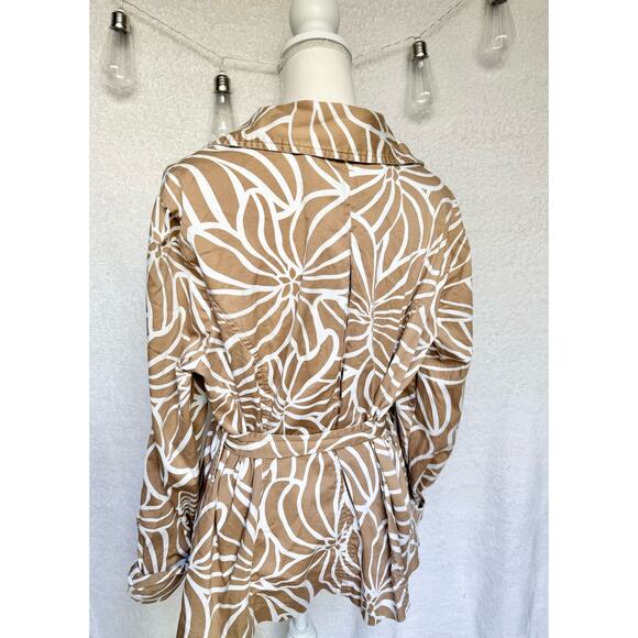 CATO Brown & White Cotton Belted Trench Coat Jacket Women's 18/20W - Picture 5 of 8